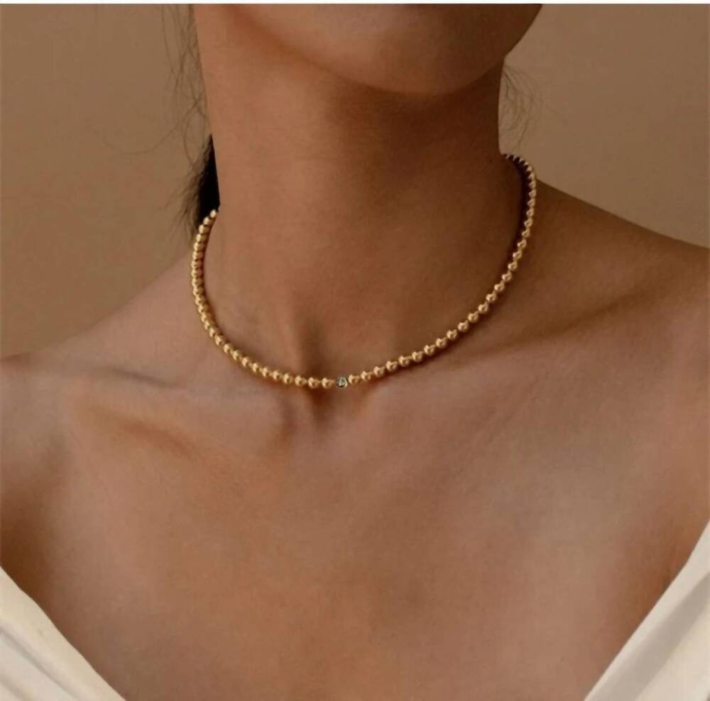 NEW KATIE RAE COLLECTION women's diamond bead choker in gold
